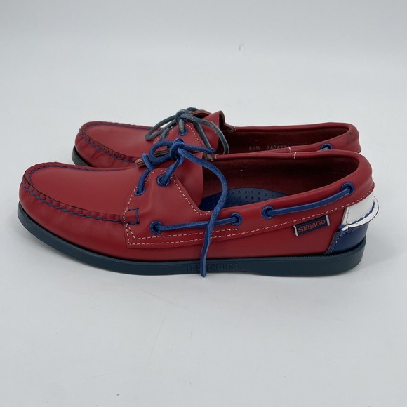 Sebago Docksides Spinnaker Colorblock Lace Up Boat Shoes Mens US Size 8.5 M Red - Picture 1 of 12